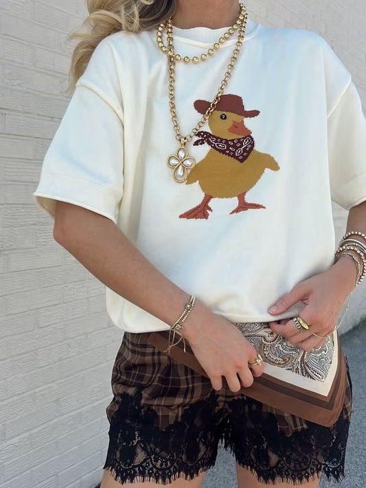 Cowgirl Duck Short Sleeve Sweater top