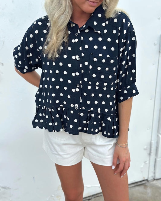 Jovi Polka Dot top - Navy