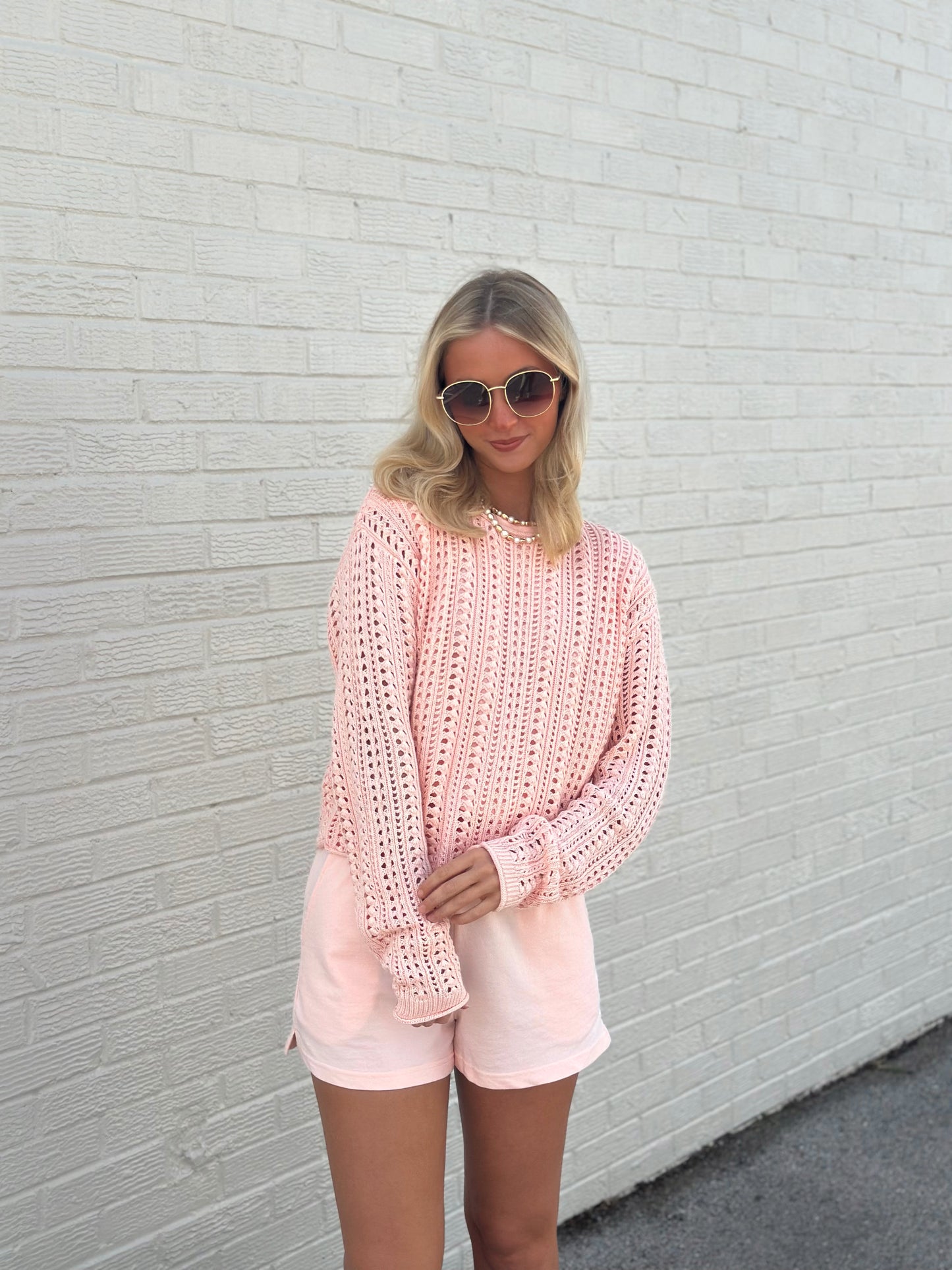 Upland Crochet Sweater top - Bellini