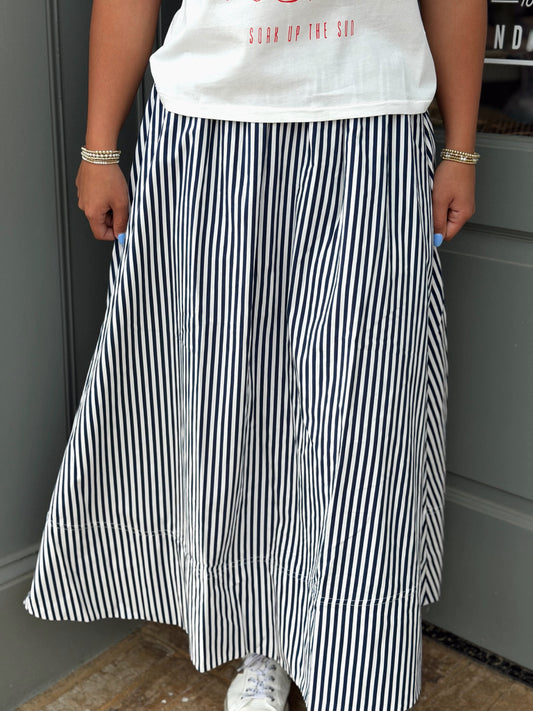 Navy and White Striped skirt