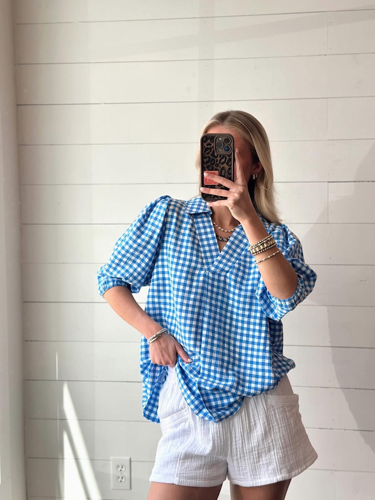 Blue Gingham top