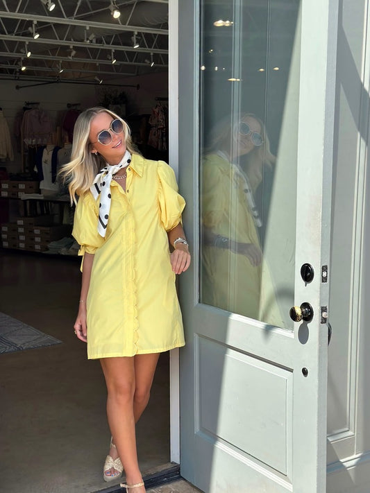 Yellow Scalloped Mini dress