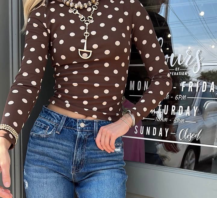 Brown Polka Dot Long Sleeve top