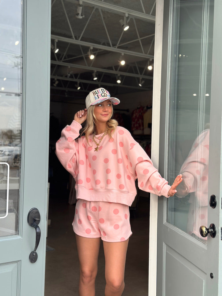 Polka Dot Cropped sweatshirt - Pink