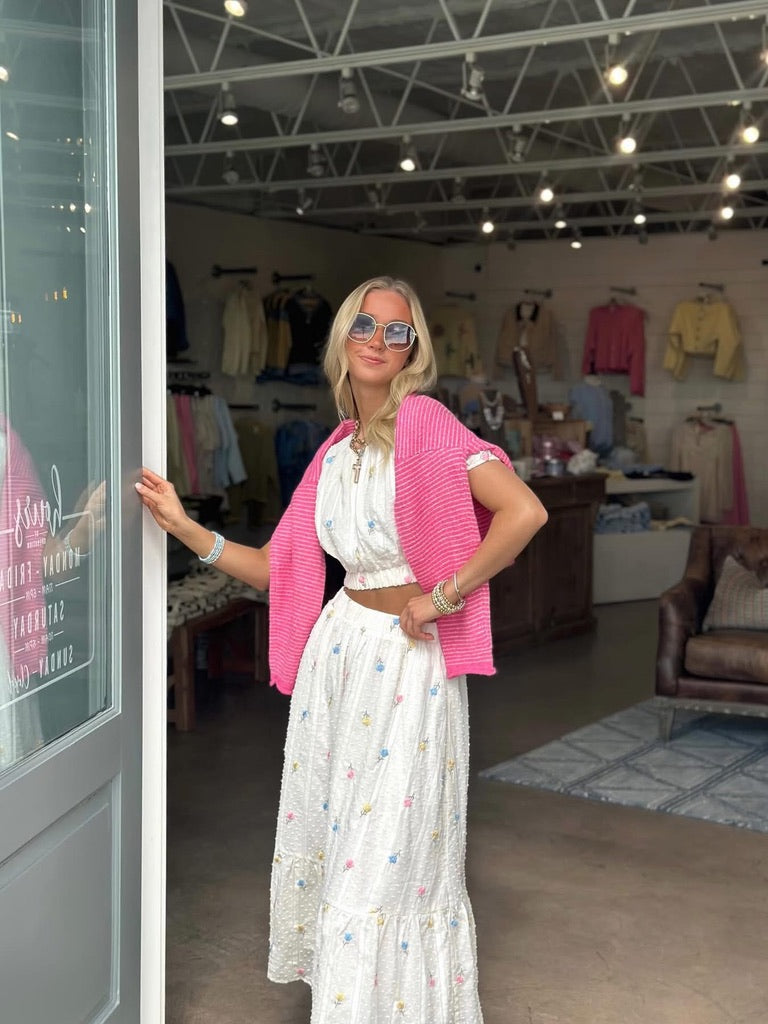 Embroidered Floral Skirt set