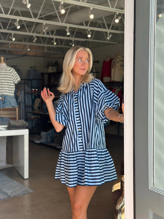 Baylor Blue Button Down dress