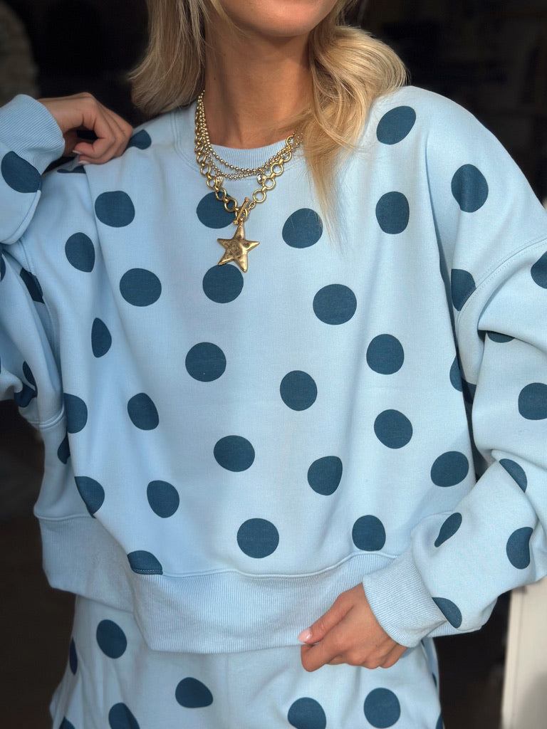Polka Dot Cropped sweatshirt - Blue