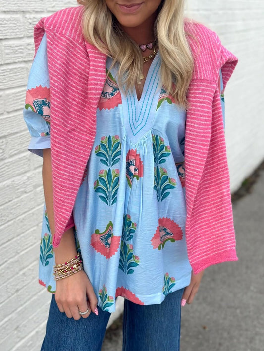 Abstract Light Blue top