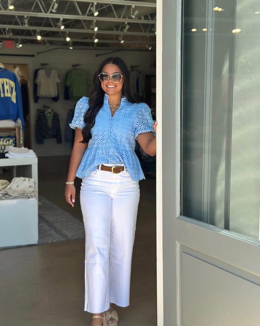 Eyelet top - Blue