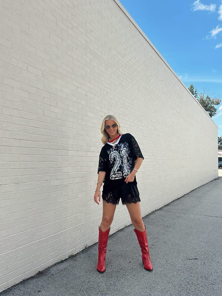 Black Lace Jersey top