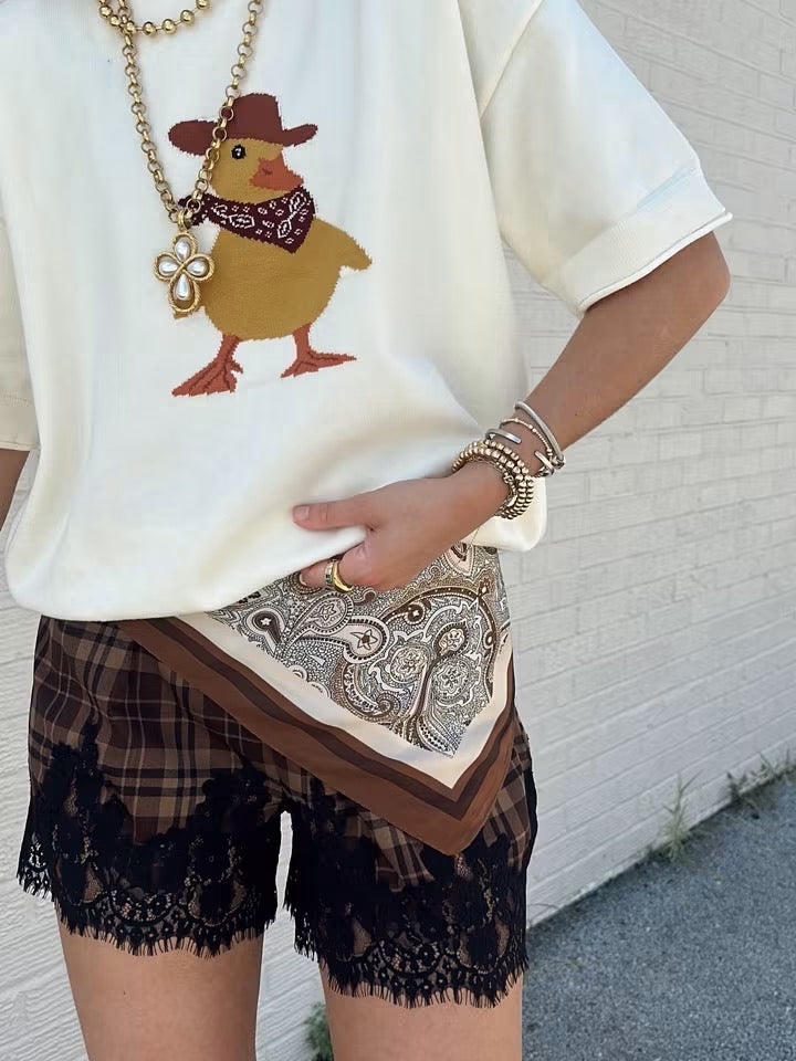 Cowgirl Duck Short Sleeve Sweater top