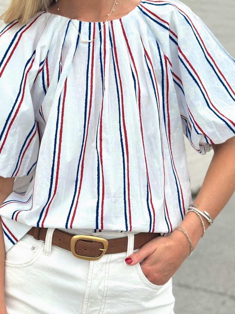 Red, White, and Blue Striped top