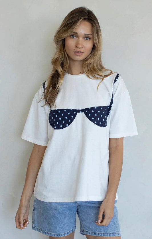 Navy Polka Dot Oversized tee