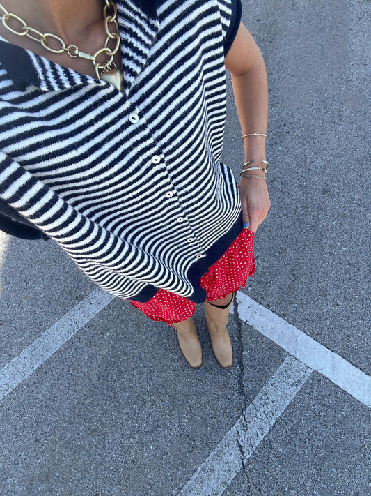Sleeveless Piper Cardigan top - Navy