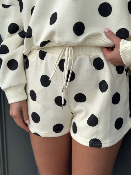 Polka Dot Drawstring short - Cream