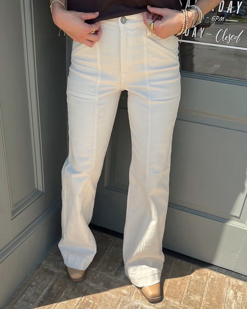 Ecru Wash Seam High Rise Comfort Flare jean