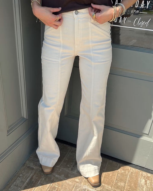 Ecru Wash Seam High Rise Comfort Flare jean