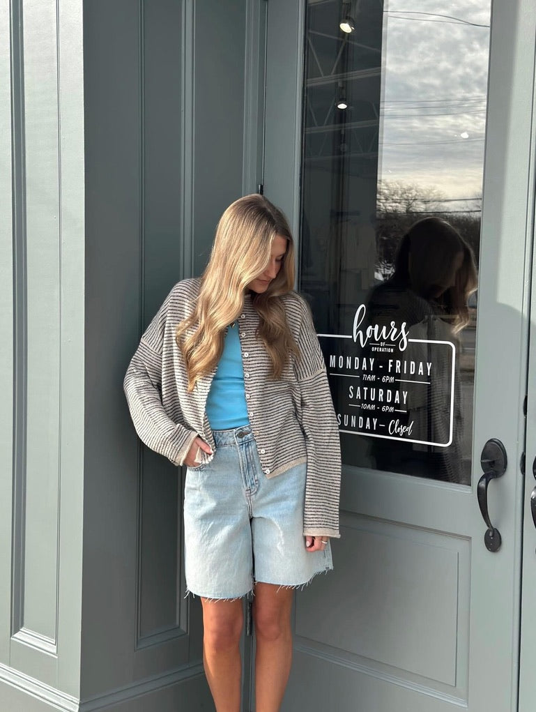 Pinstripe Cardigan top - Taupe