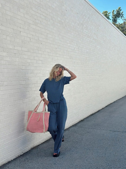 Navy and Sky Striped set