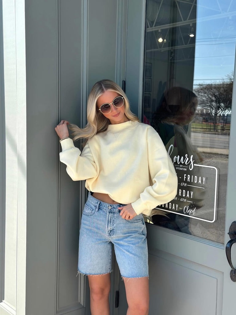 Fleece Mockneck Sweatshirt - Yellow