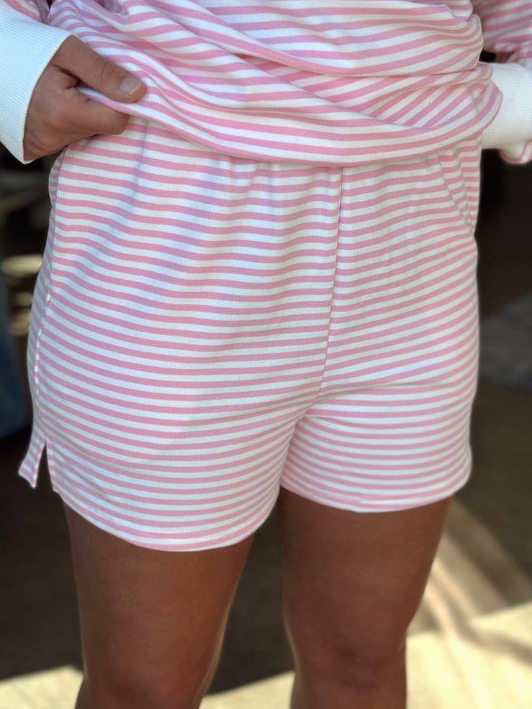 Pink Striped Mock Neck set