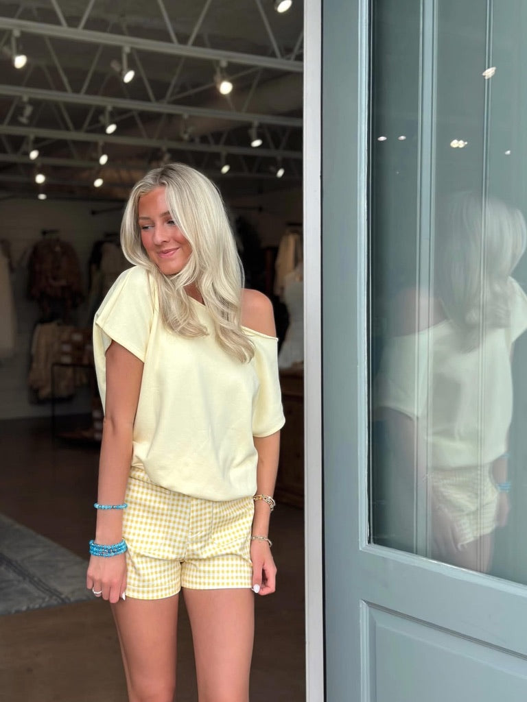 Yellow Off the Shoulder top