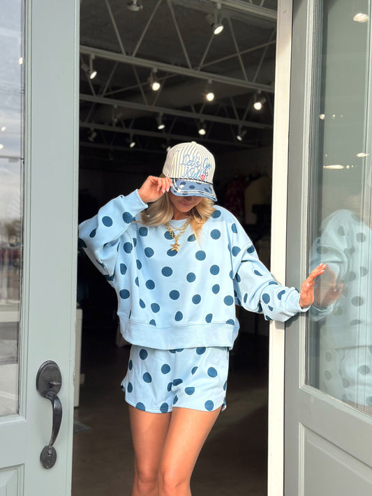 Polka Dot Cropped sweatshirt - Blue