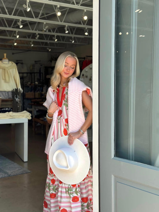 Pop of Red Maxi dress
