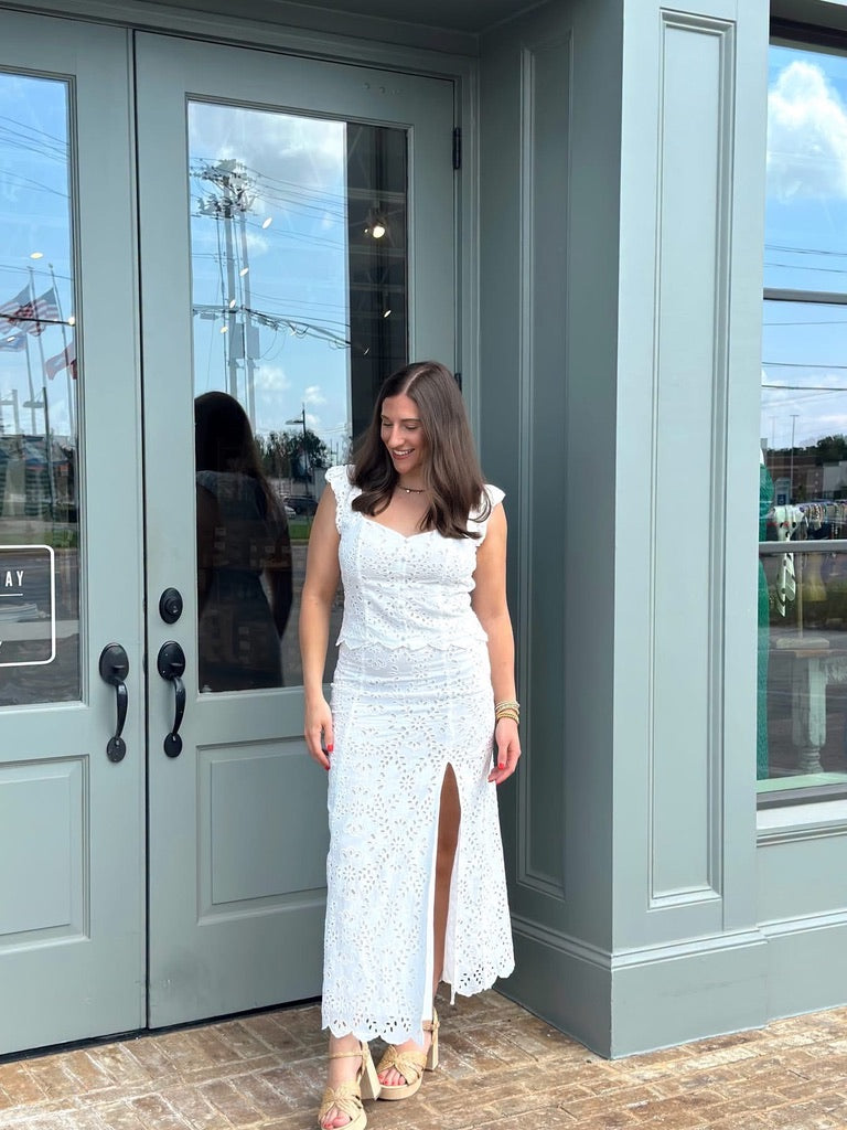 Emrie Eyelet top - White