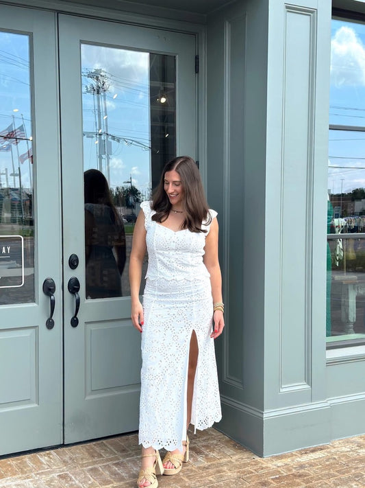 Emrie Eyelet top - White