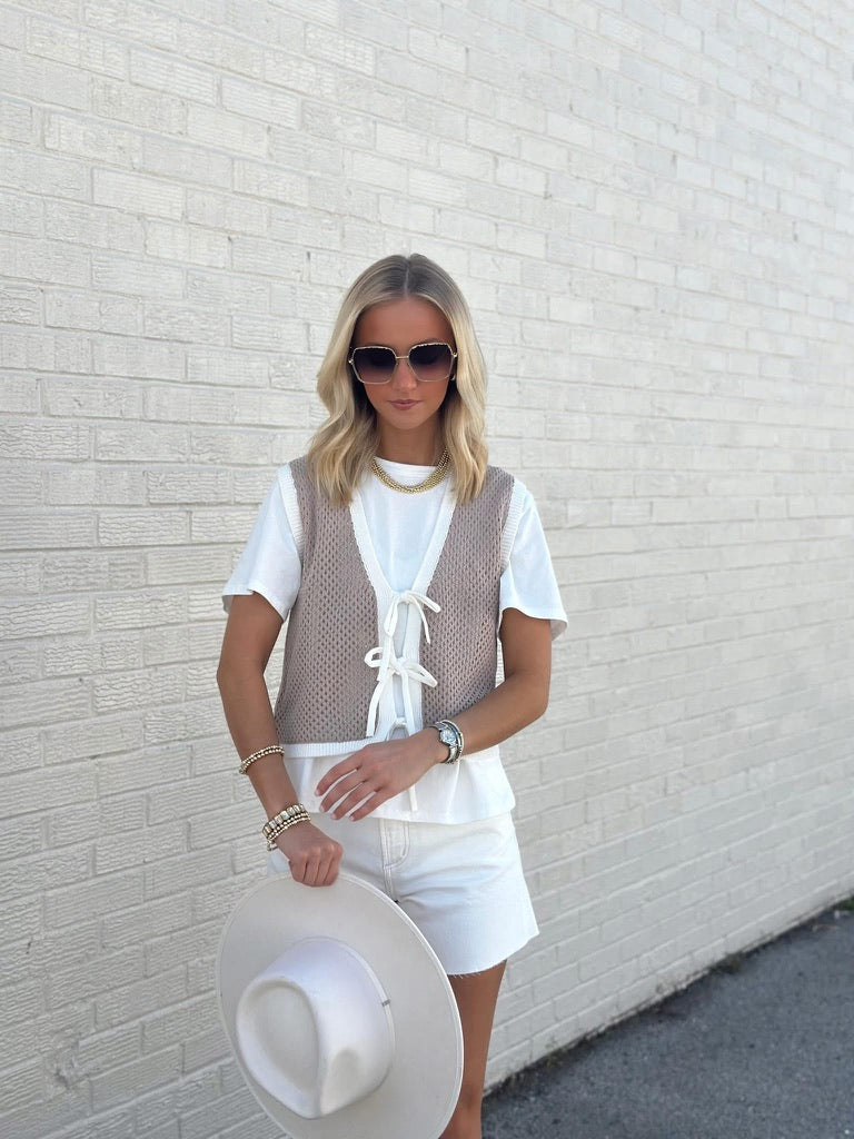 Becca Tie Sweater vest - Brown