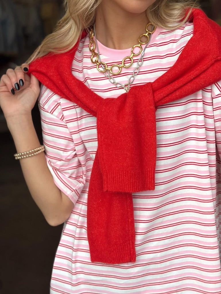 Pink Oversized Stripe top