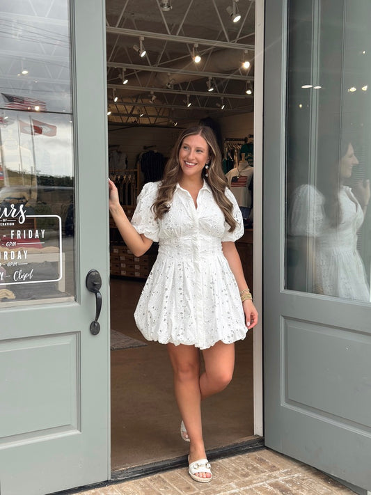 Eyelet Mini dress - White