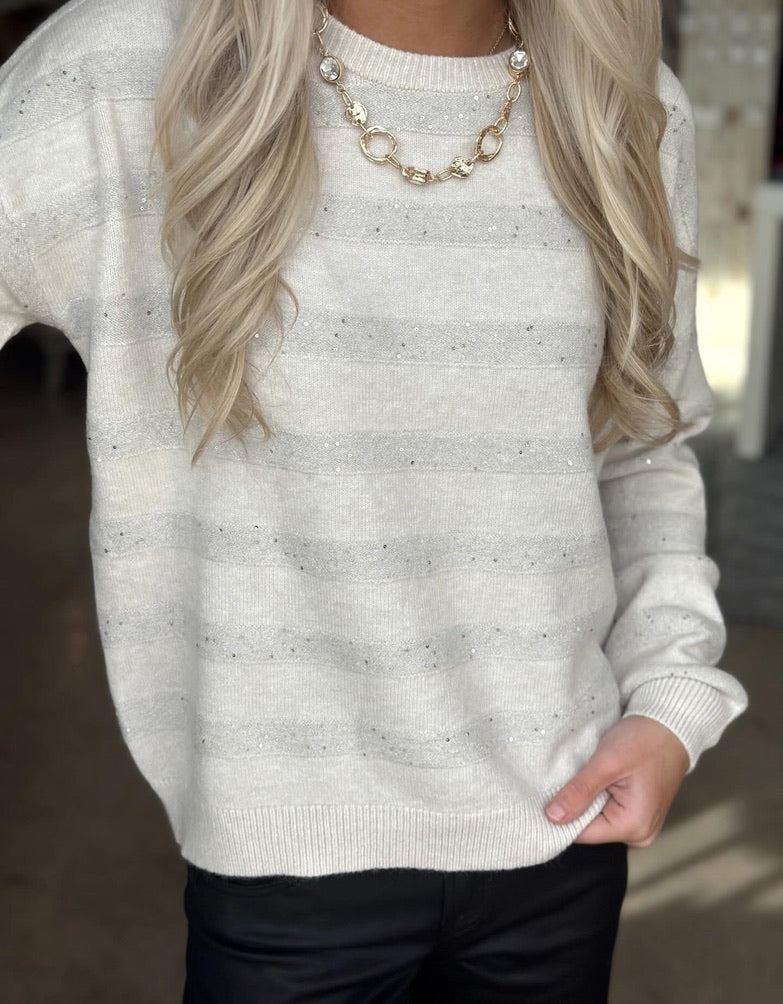 Sequin Stripe Sweater top