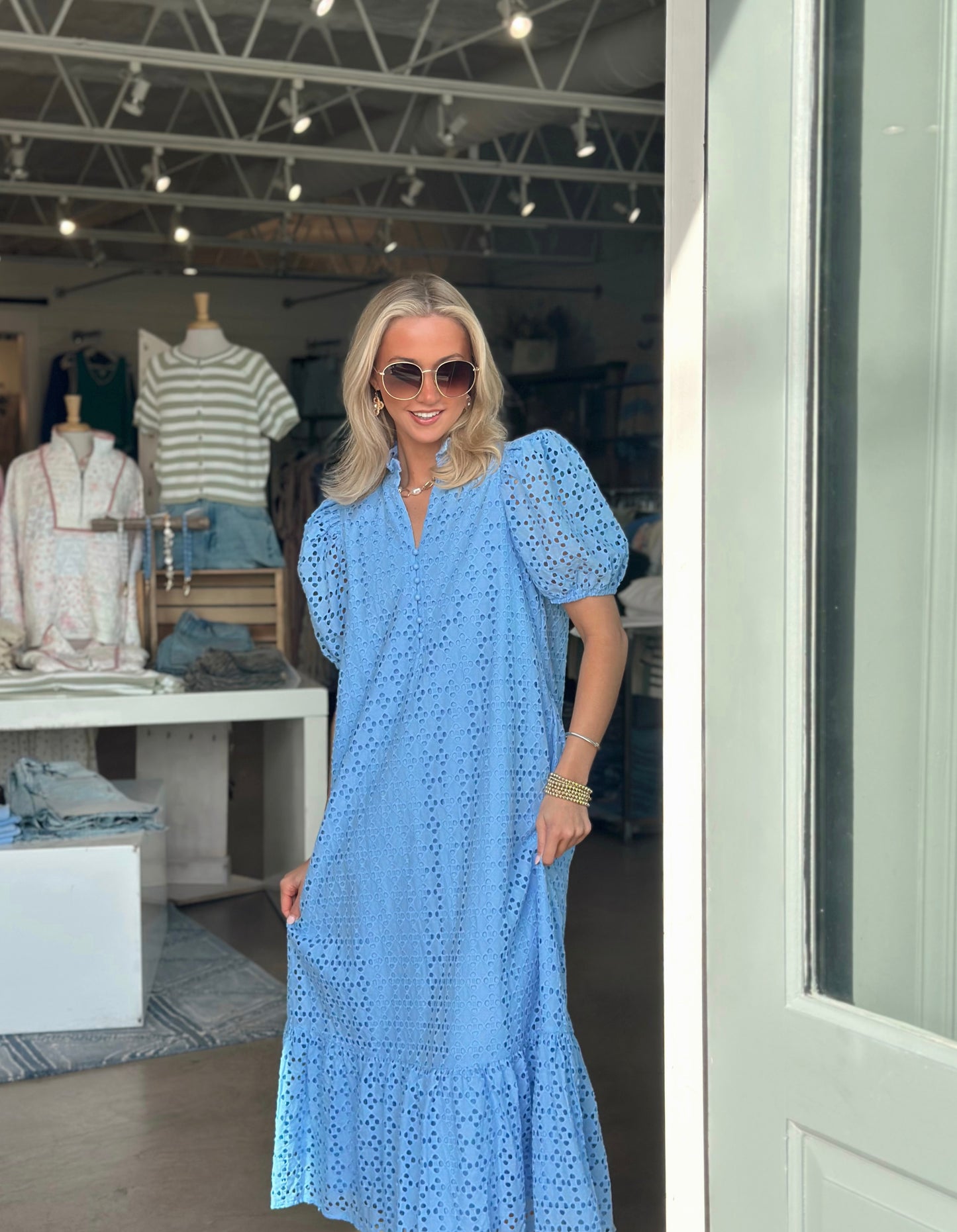 Eyelet Blue Maxi dress