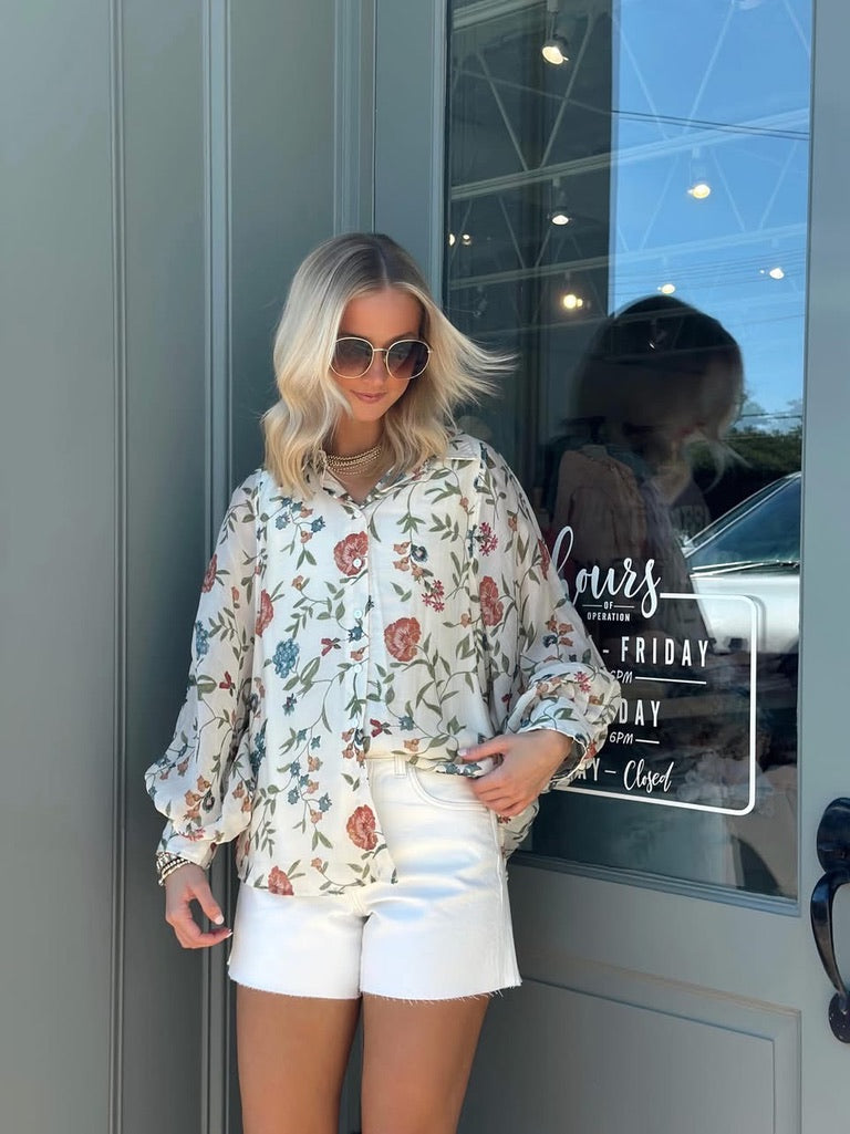 Ecru Soft Floral top