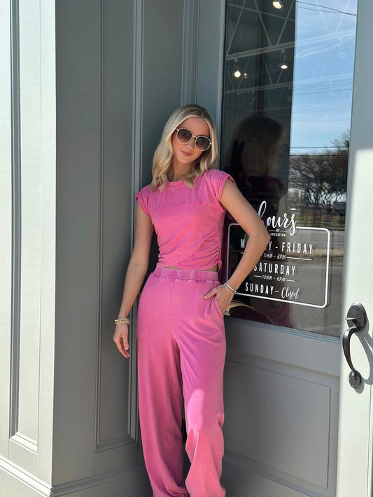 Fuchsia Athletic Two Piece set