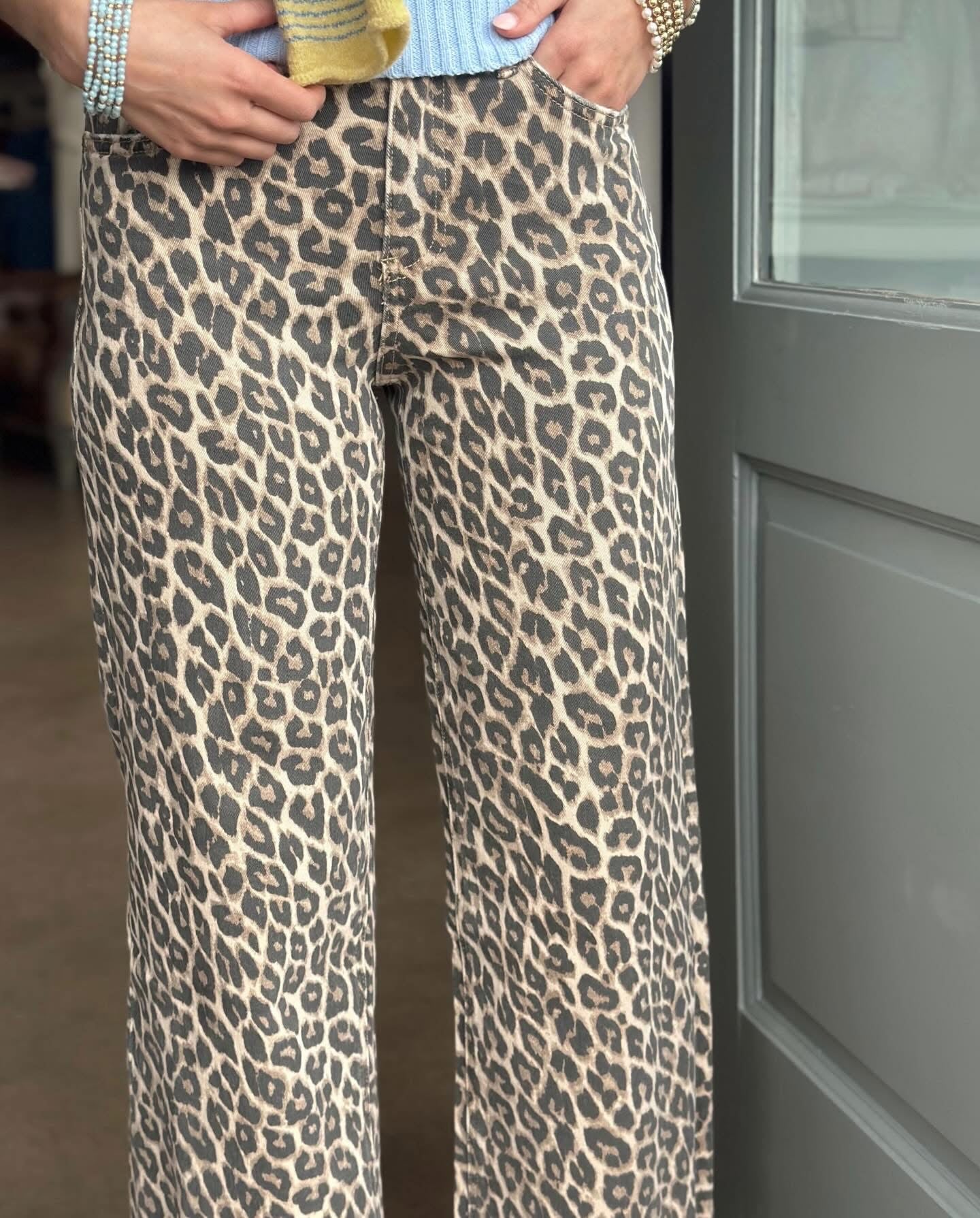 Animal Print High Rise Crop Leg jean