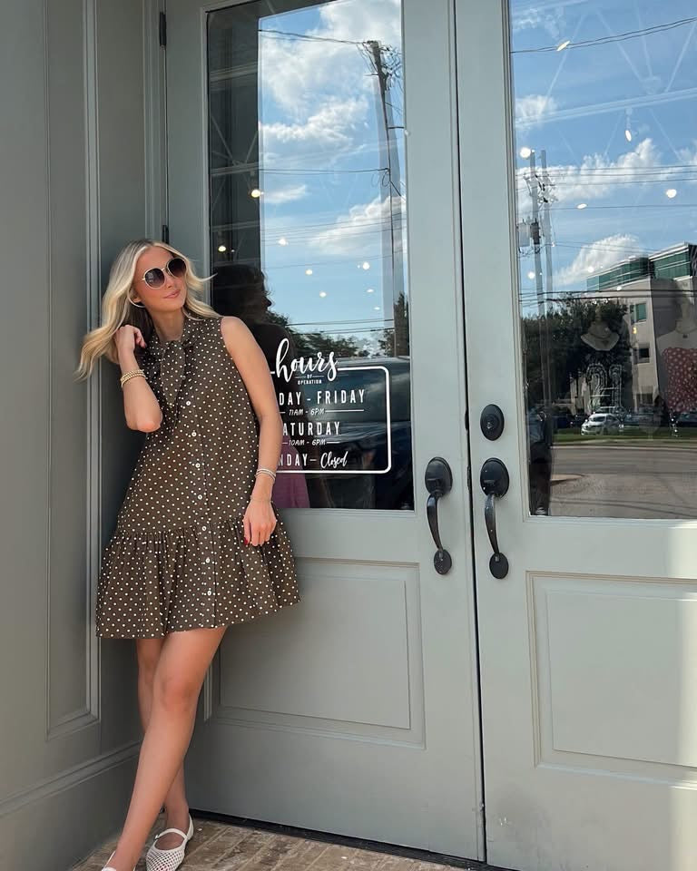 Brown Polka Dot Denim Mini dress
