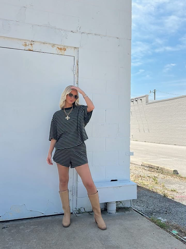 Olive/Black Striped set
