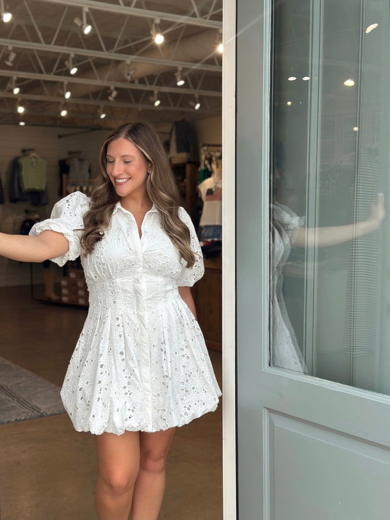Eyelet Mini dress - White