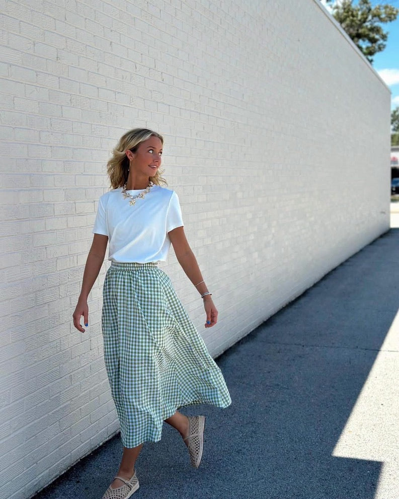 Green Gingham Maxi skirt
