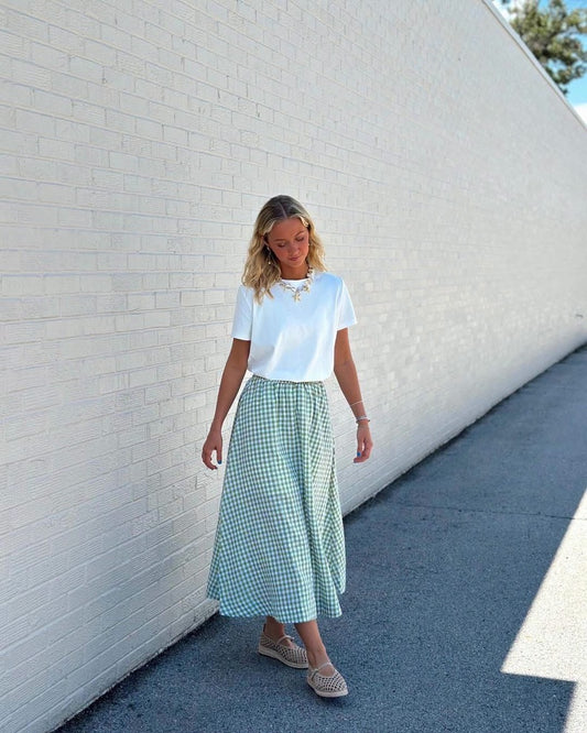 Green Gingham Maxi skirt