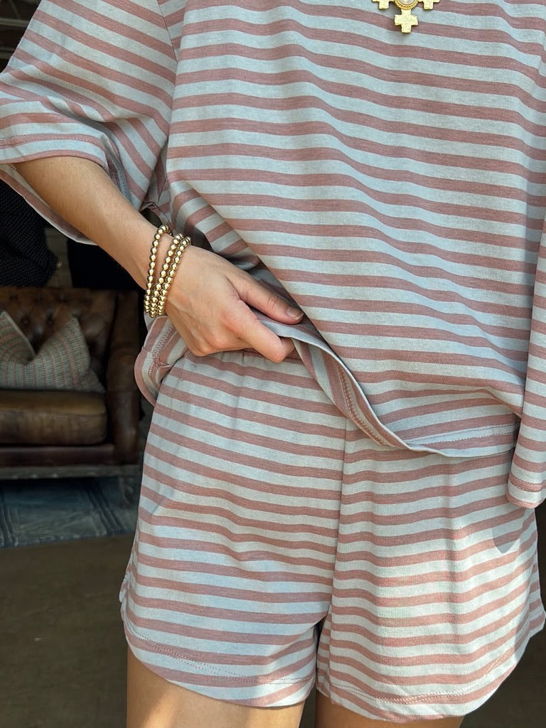 Mauve/Gray Striped set