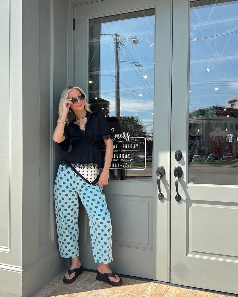 Blue Polka Dot Barrel jean