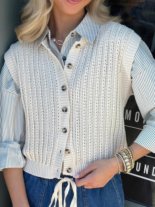 Oatmeal Crochet Vest top