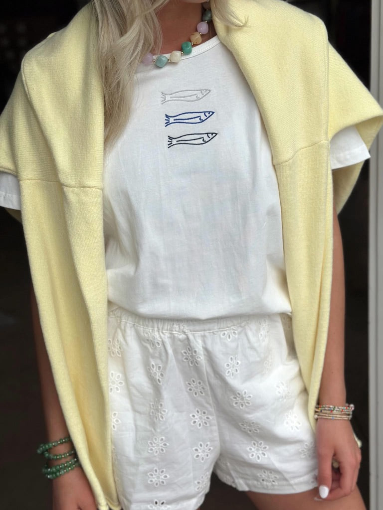 Three Fish Embroidered top
